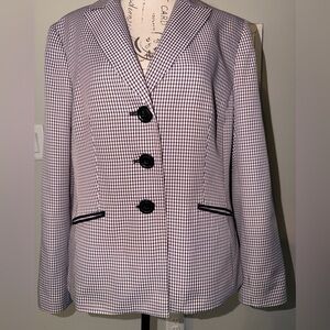 Le Suit Black and White Houndstooth Blazer